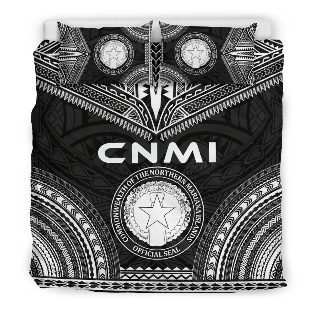 Northern Mariana Islands Polynesian Chief Duvet Cover Set - Black Version 3