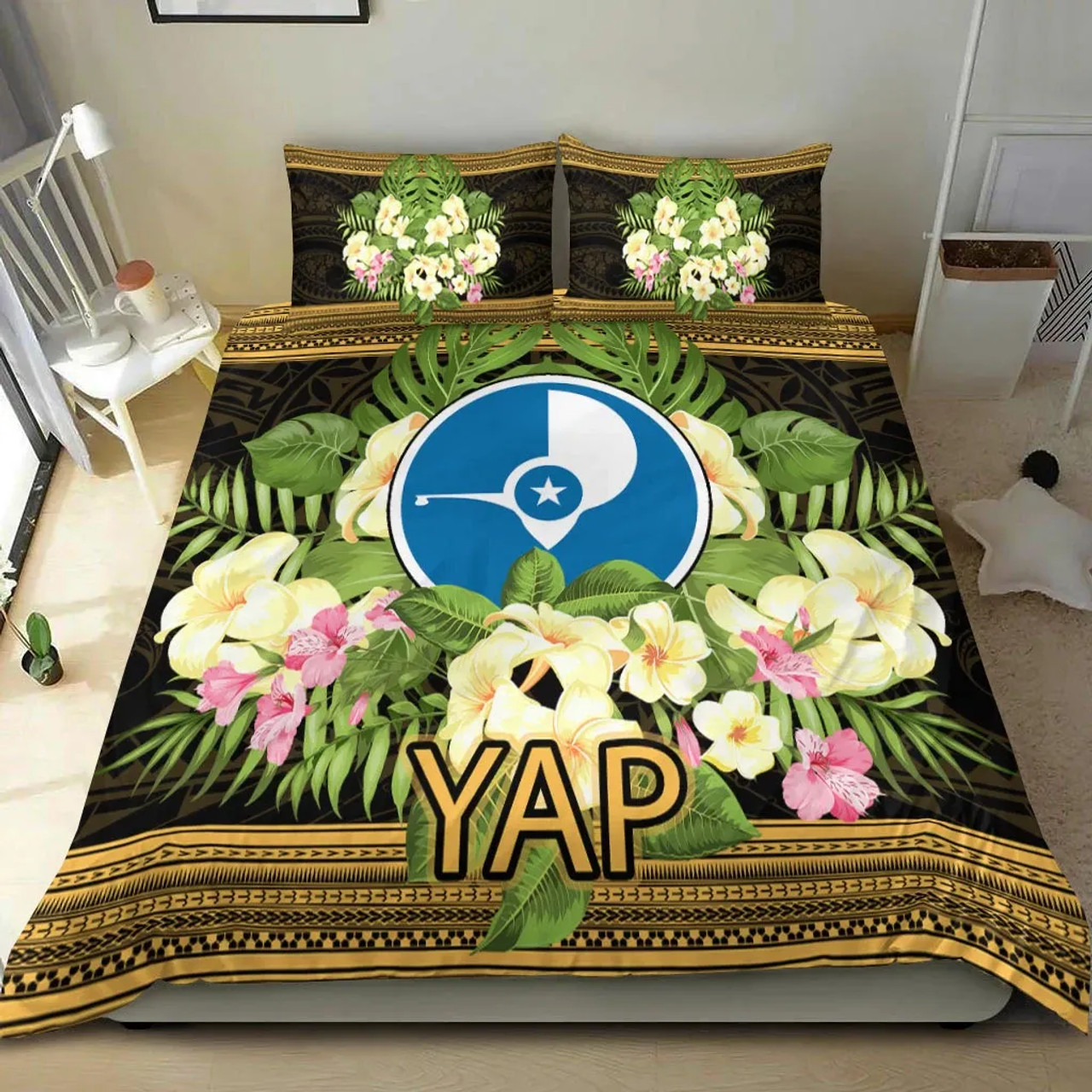 Pohnpei Personalised Bedding Set - Pohnpei Seal Polynesian Patterns Plumeria4