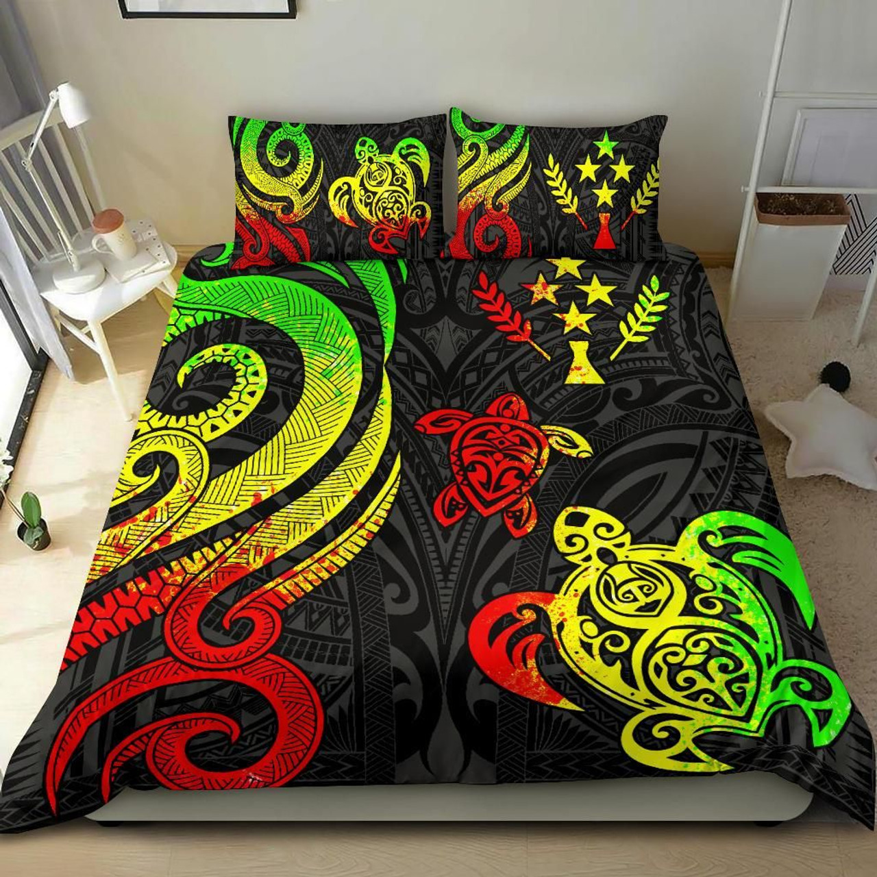 Kosrae Micronesian Bedding Set - Reggae Tentacle Turtle 1