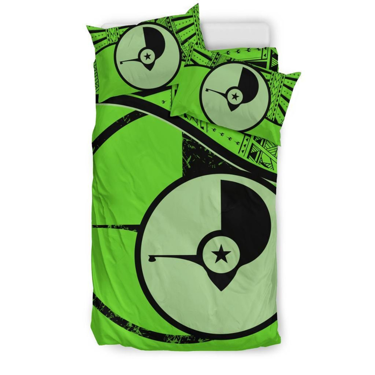 Yap Duvet Cover Set - Yap Flag Tattoo Green 3