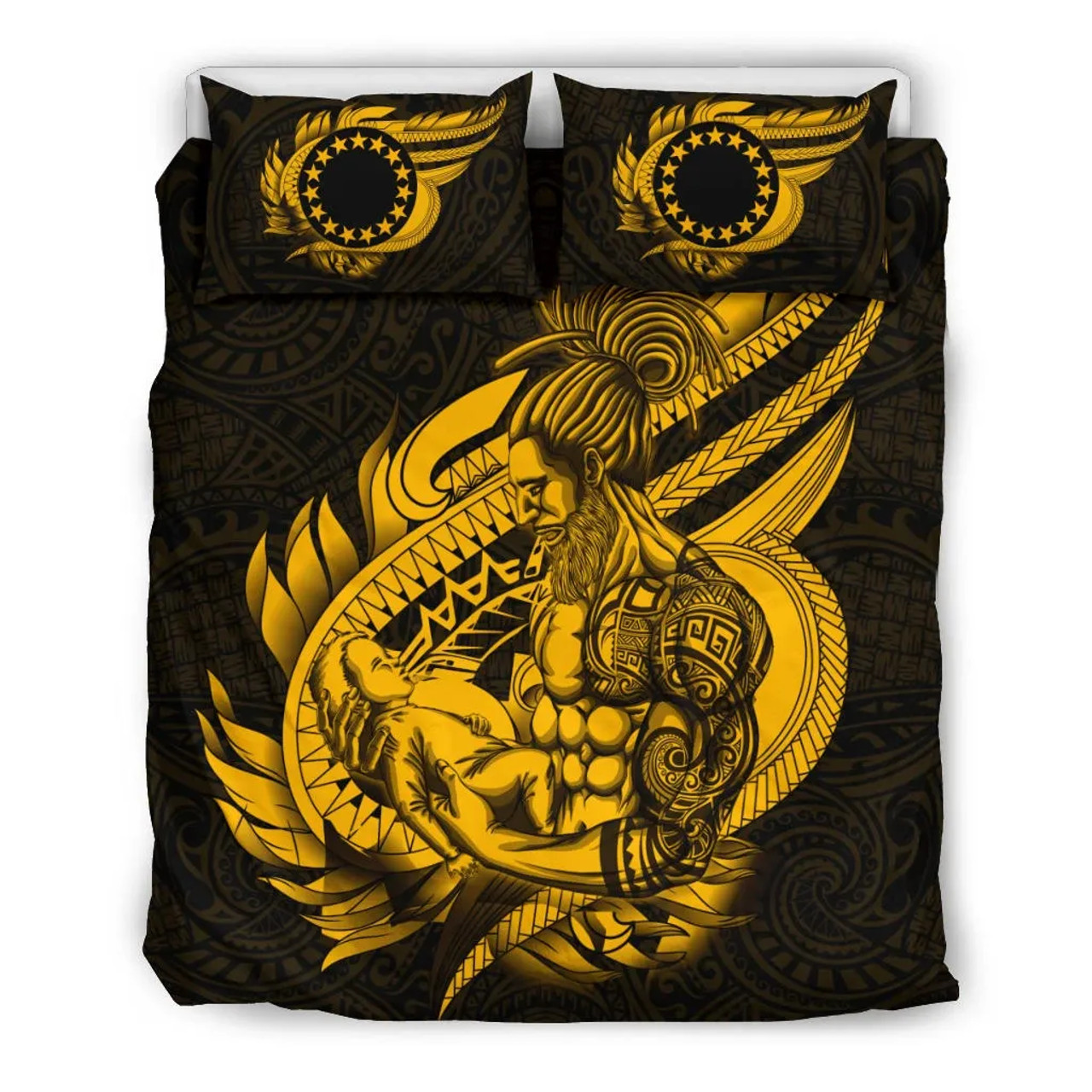 Polynesian Bedding Set - Cook Islands Duvet Cover Set Father And Son Gold 3
