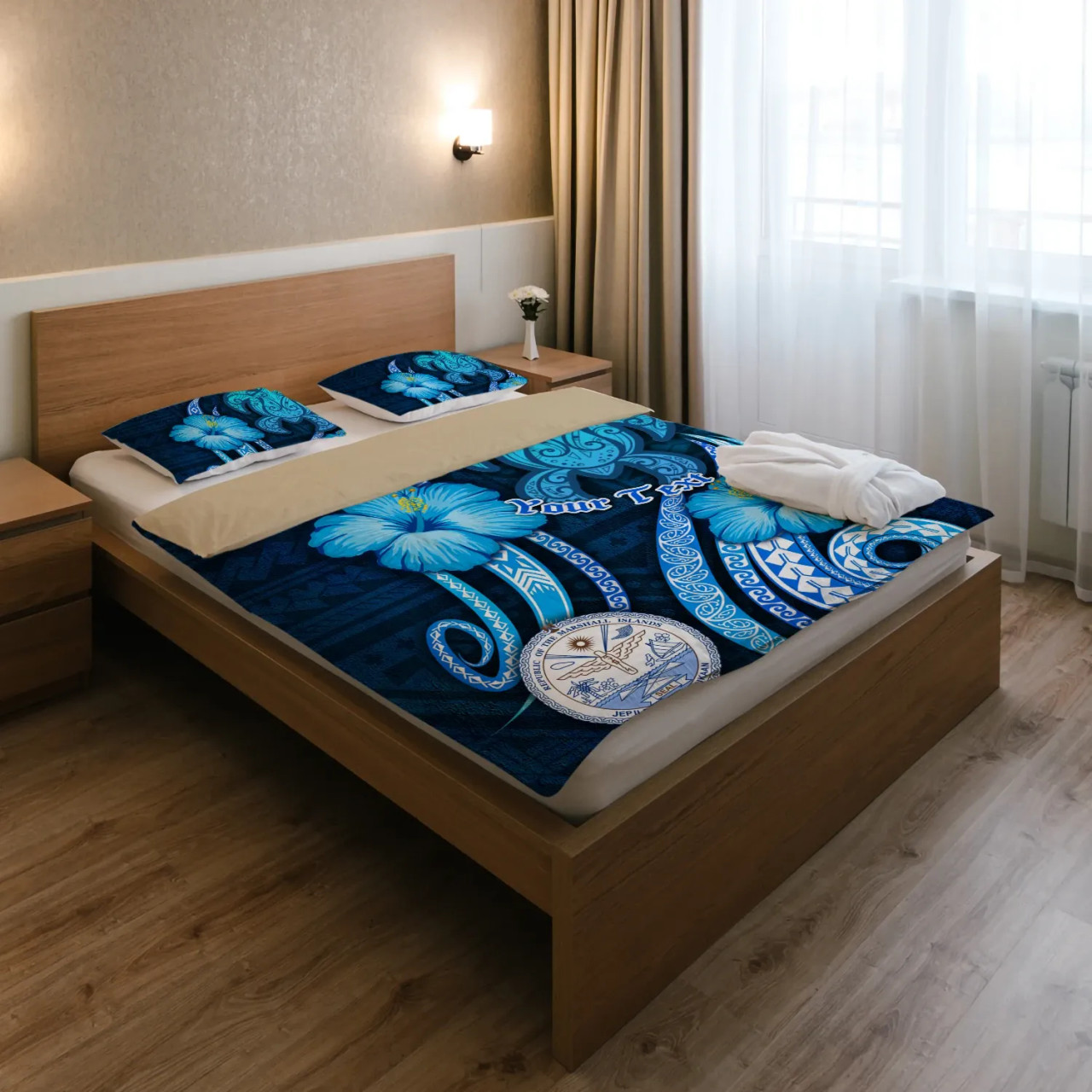 Marshall Islands Personalised Bedding Set - Turtle And Tribal Tattoo Of Polynesian 3