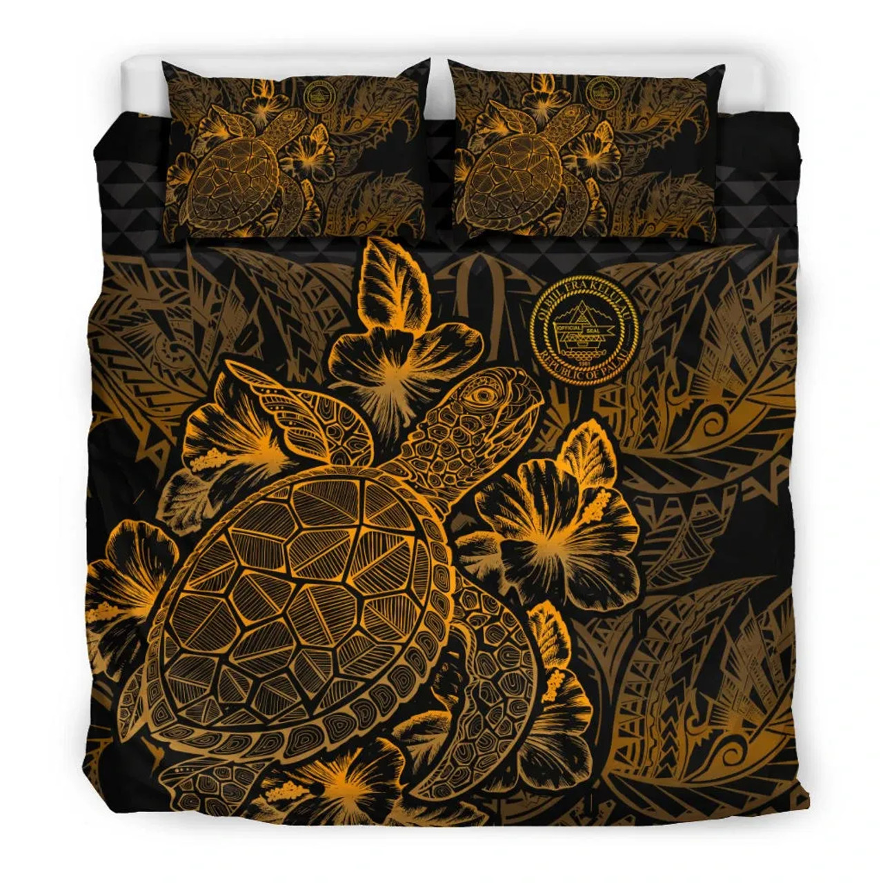 Polynesian Bedding Set - Palau Duvet Cover Set Gold Color 1