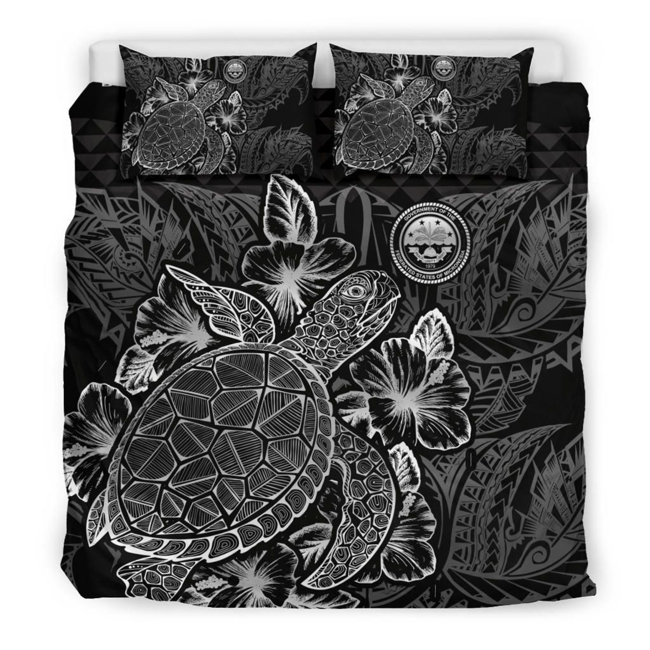 Polynesian Bedding Set - Federated States Of Micronesia Duvet Cover Set Black Color 1