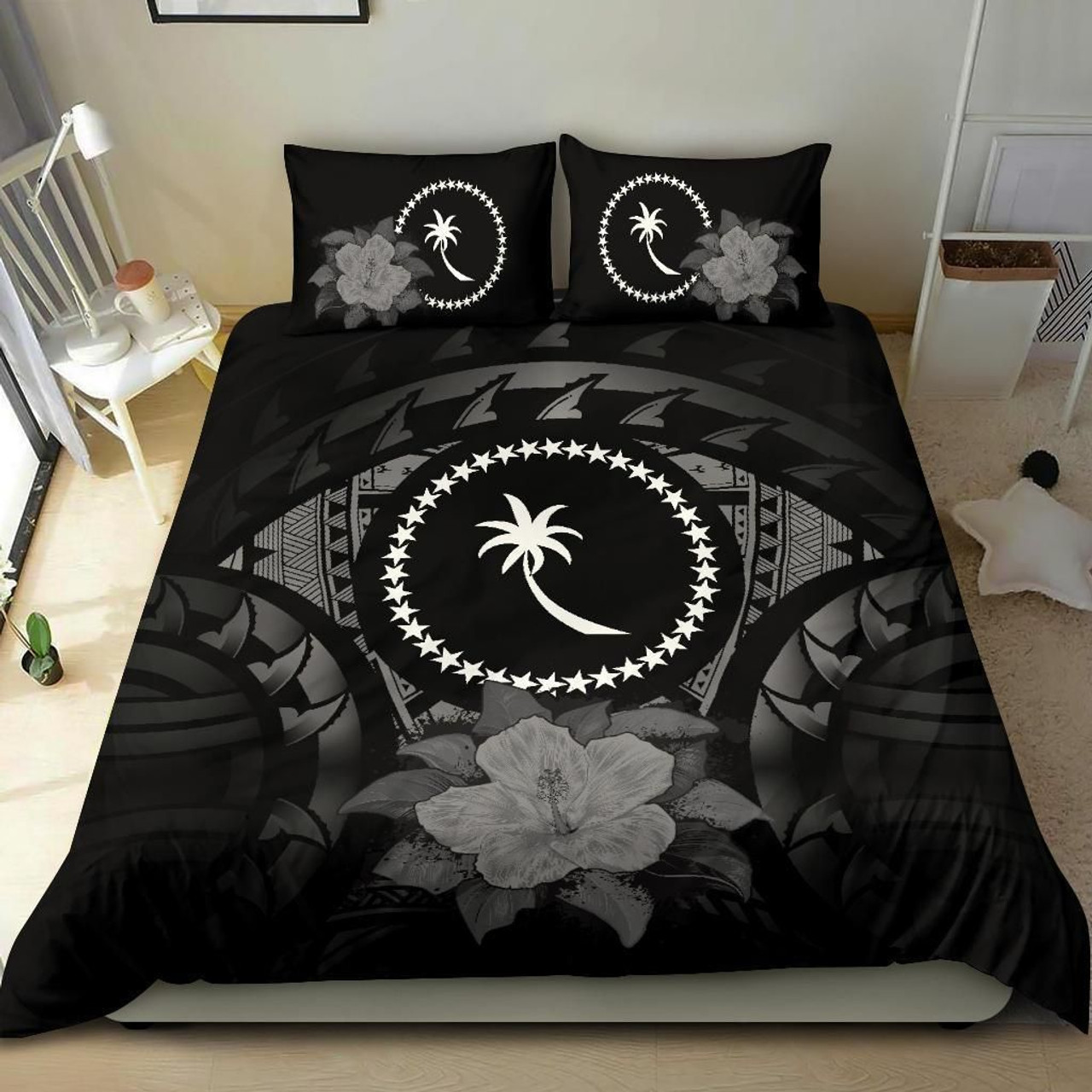 Chuuk Polynesian Chief Duvet Cover Set - Black Version4