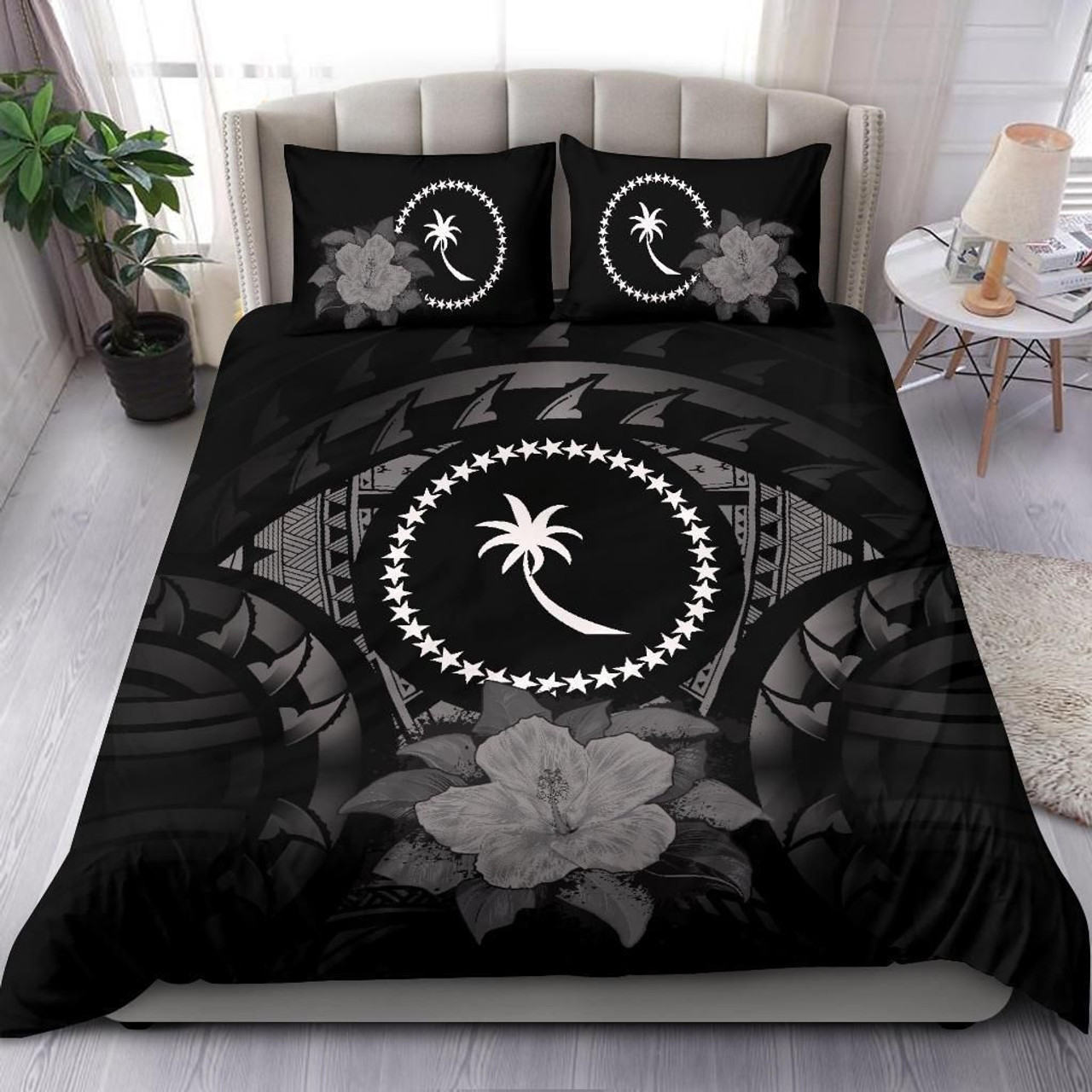 Chuuk Polynesian Chief Duvet Cover Set - Black Version 5