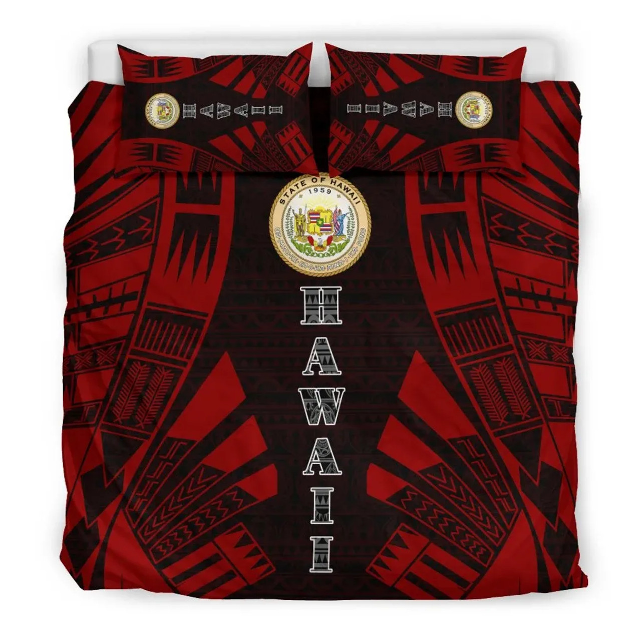 Hawaii Duvet Cover Set - Polynesian Tattoo Red 1