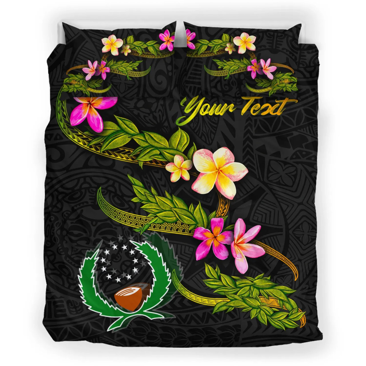 Pohnpei Polynesian Custom Personalised Bedding Set - Plumeria Tribal 3