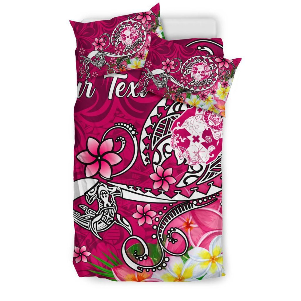 Tonga Custom Personalised Bedding Set - Turtle Plumeria (Pink) 2