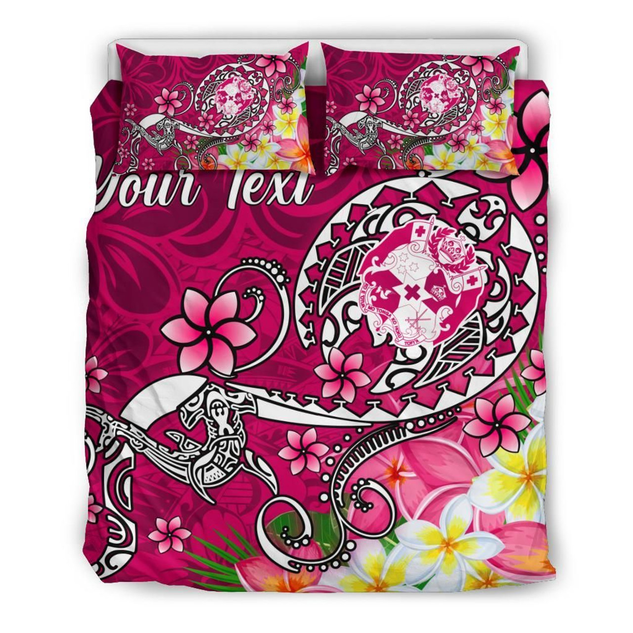 Tonga Custom Personalised Bedding Set - Turtle Plumeria (Pink) 3