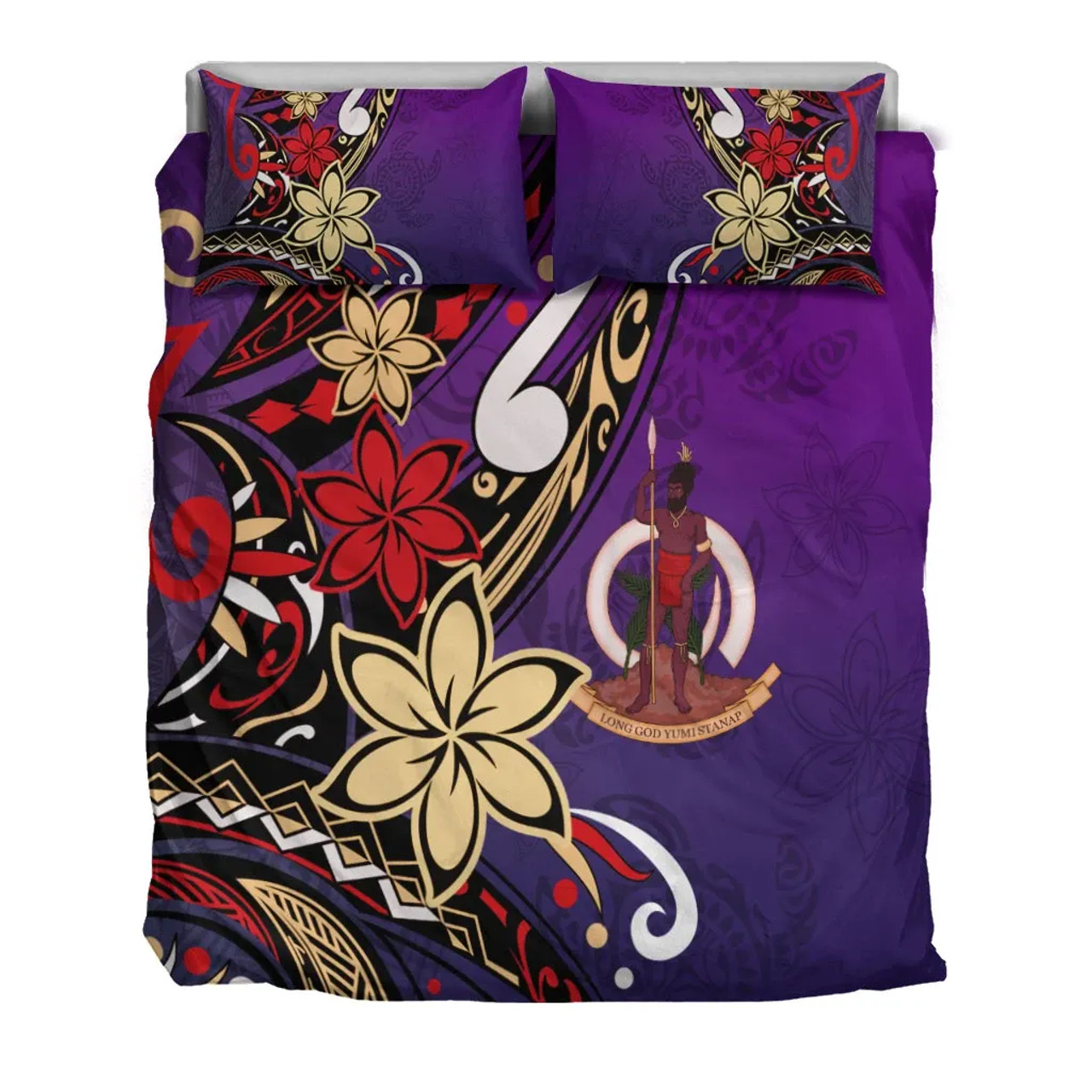 Vanuatu Bedding Set - Tribal Flower With Special Turtles Purple Color 3