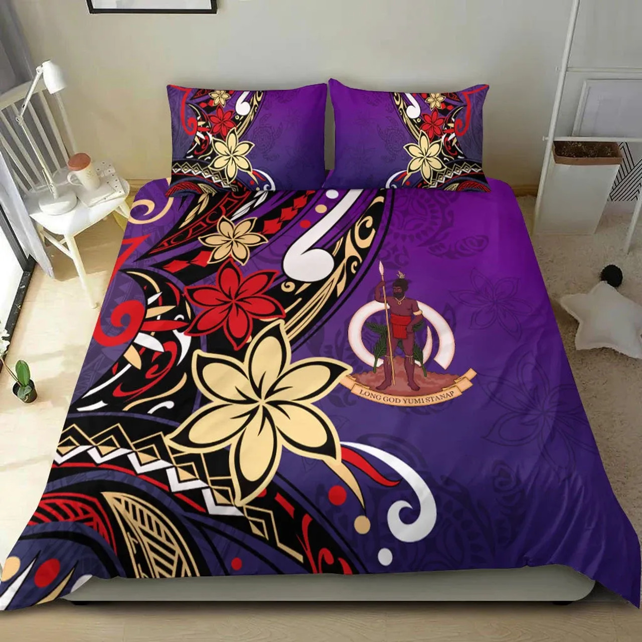 Marshall Islands Bedding Set - Tribal Flower Special Pattern Red Color 5