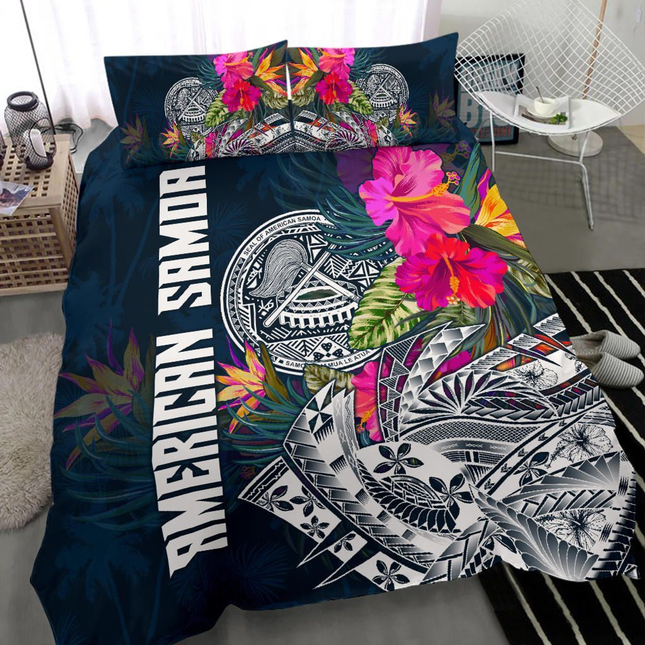 Polynesian Bedding Set - Hawaii Duvet Cover Set Gold Hibiscus Coat Of Arms 6