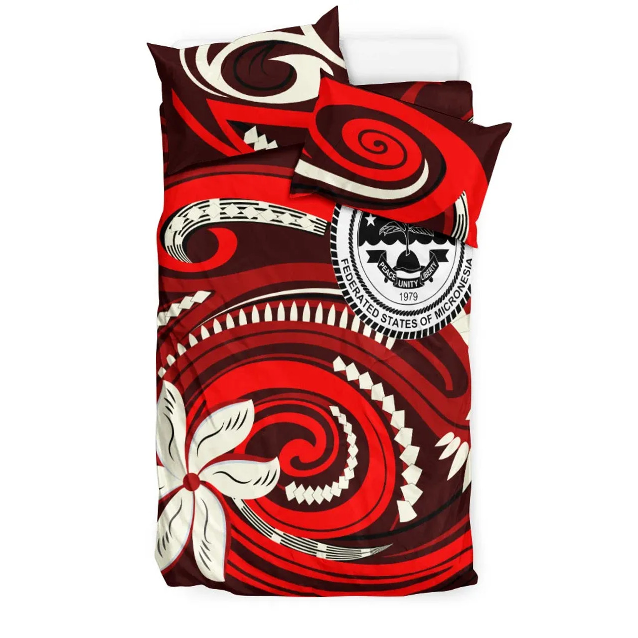 Federated States Of Micronesia Bedding Set - Vortex Style Red Color 2