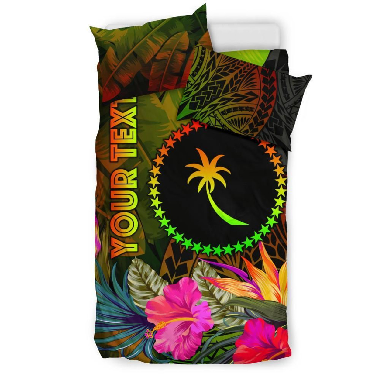 Chuuk Polynesian Personalised Bedding Set - Hibiscus And Banana Leaves 2