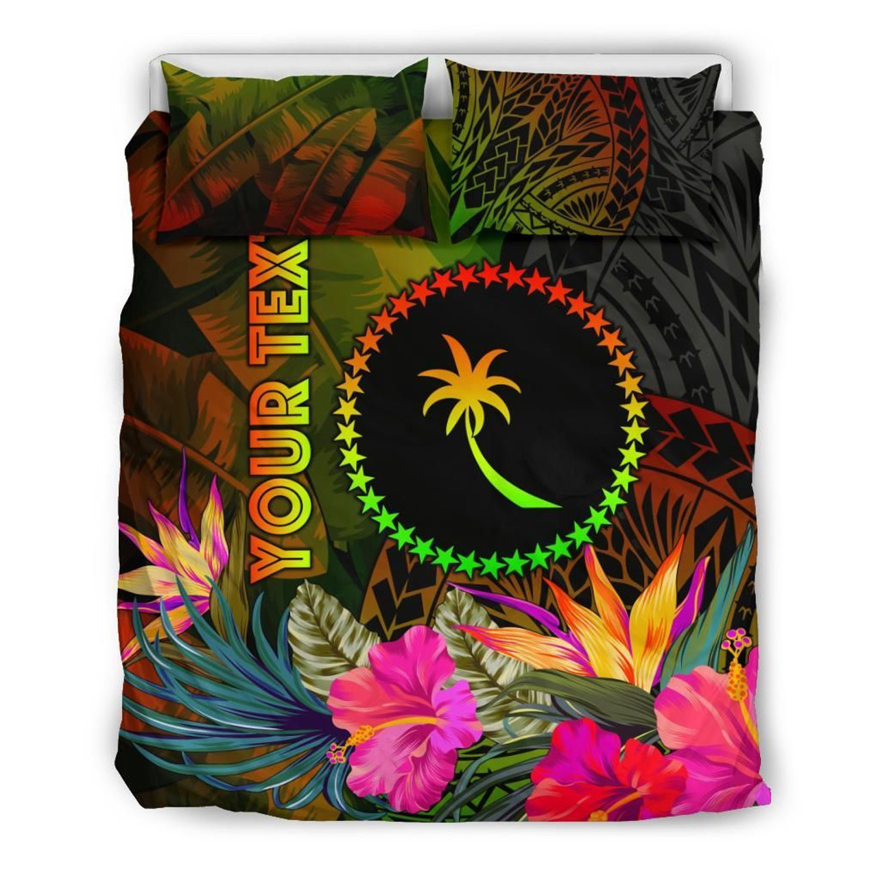 Chuuk Polynesian Personalised Bedding Set - Hibiscus And Banana Leaves 3