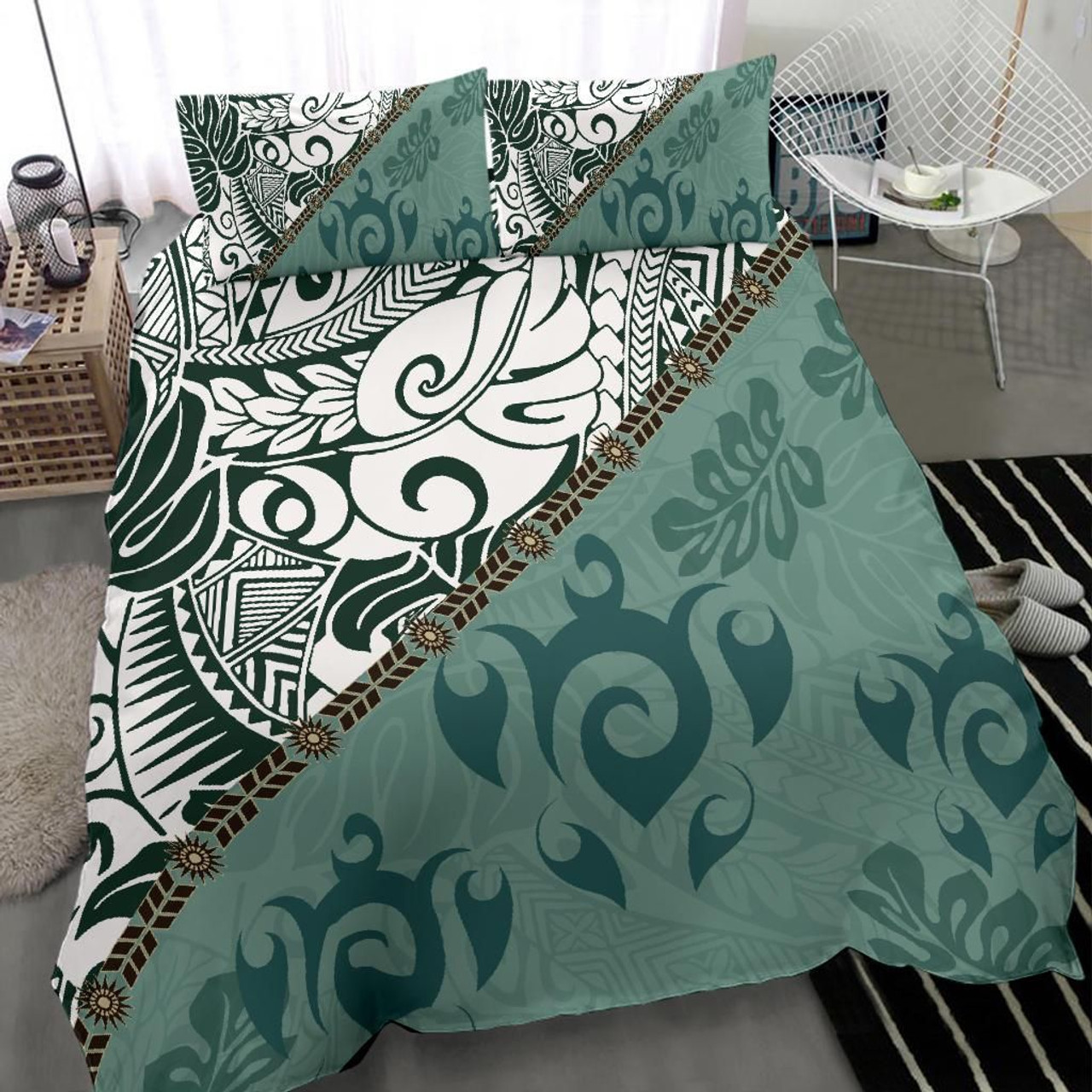 Polynesian Bedding Set - Leaves And Turtles 2