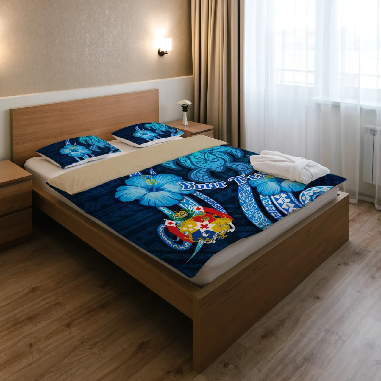 Tonga Personalised Bedding Set - Turtle And Tribal Tattoo Of Polynesian 3