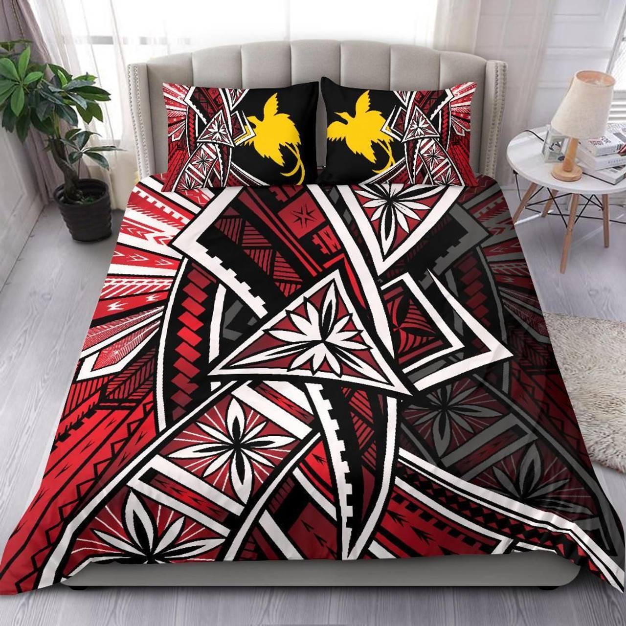 Papua Polynesian Bedding Set - Tribal Flower Special Pattern Red Color 1