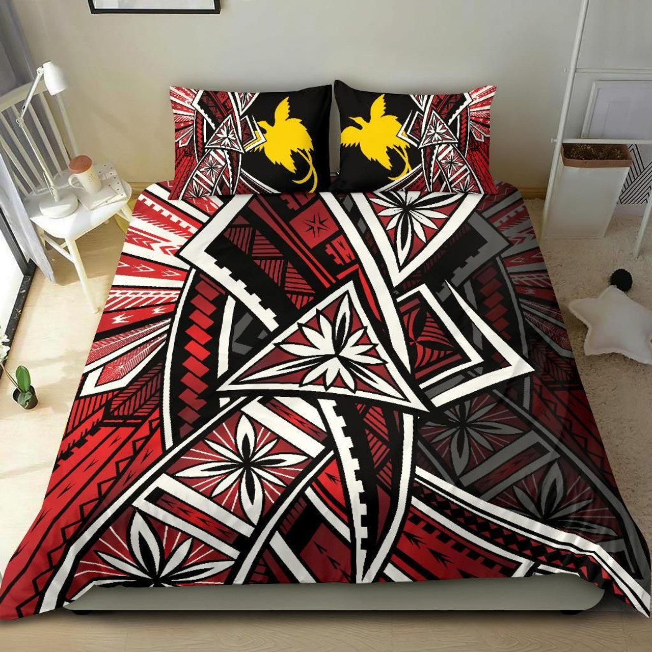 Papua Polynesian Bedding Set - Tribal Flower Special Pattern Red Color 3