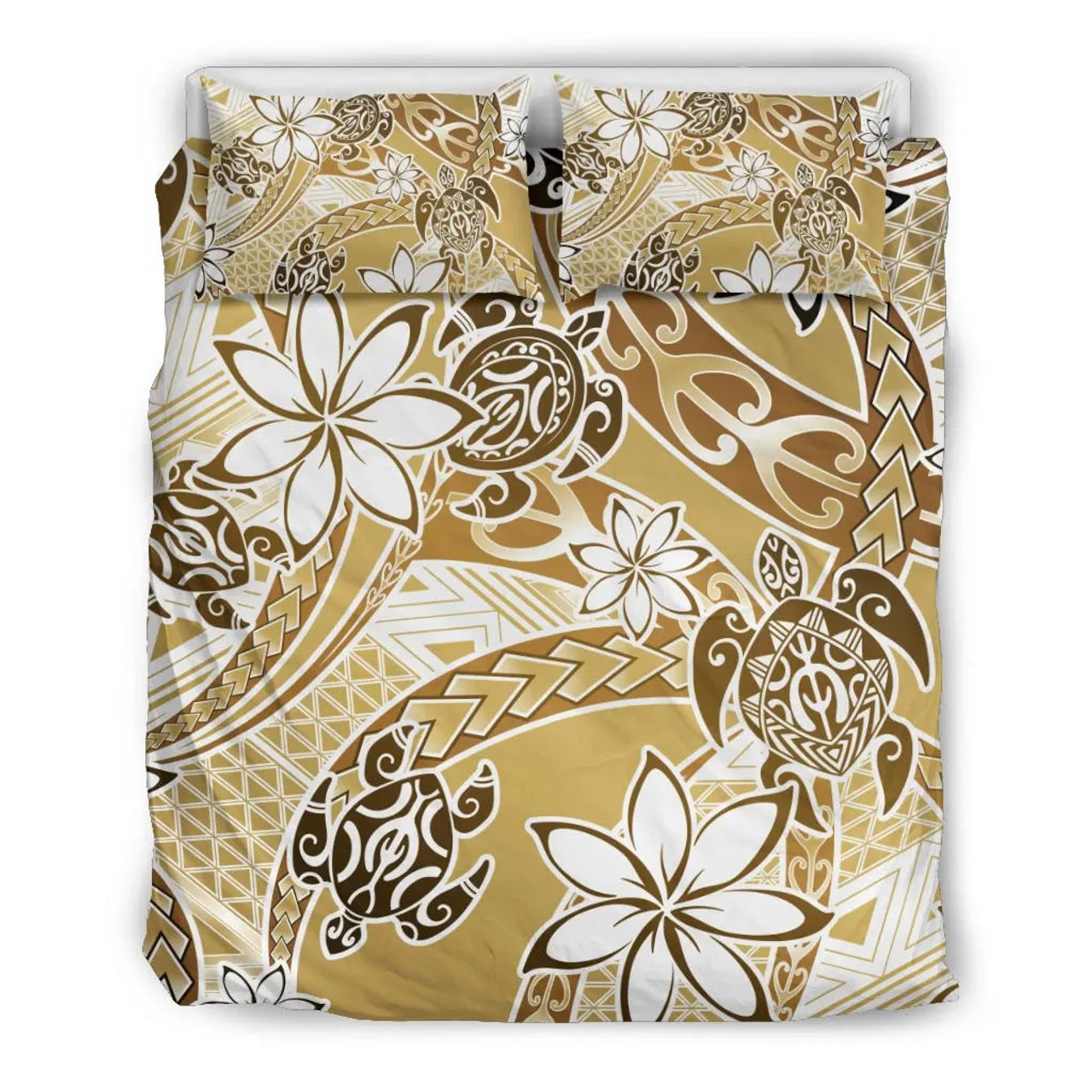 Polynesian Duvet Cover Set - Turtle Duvet Cover Set Gold 3