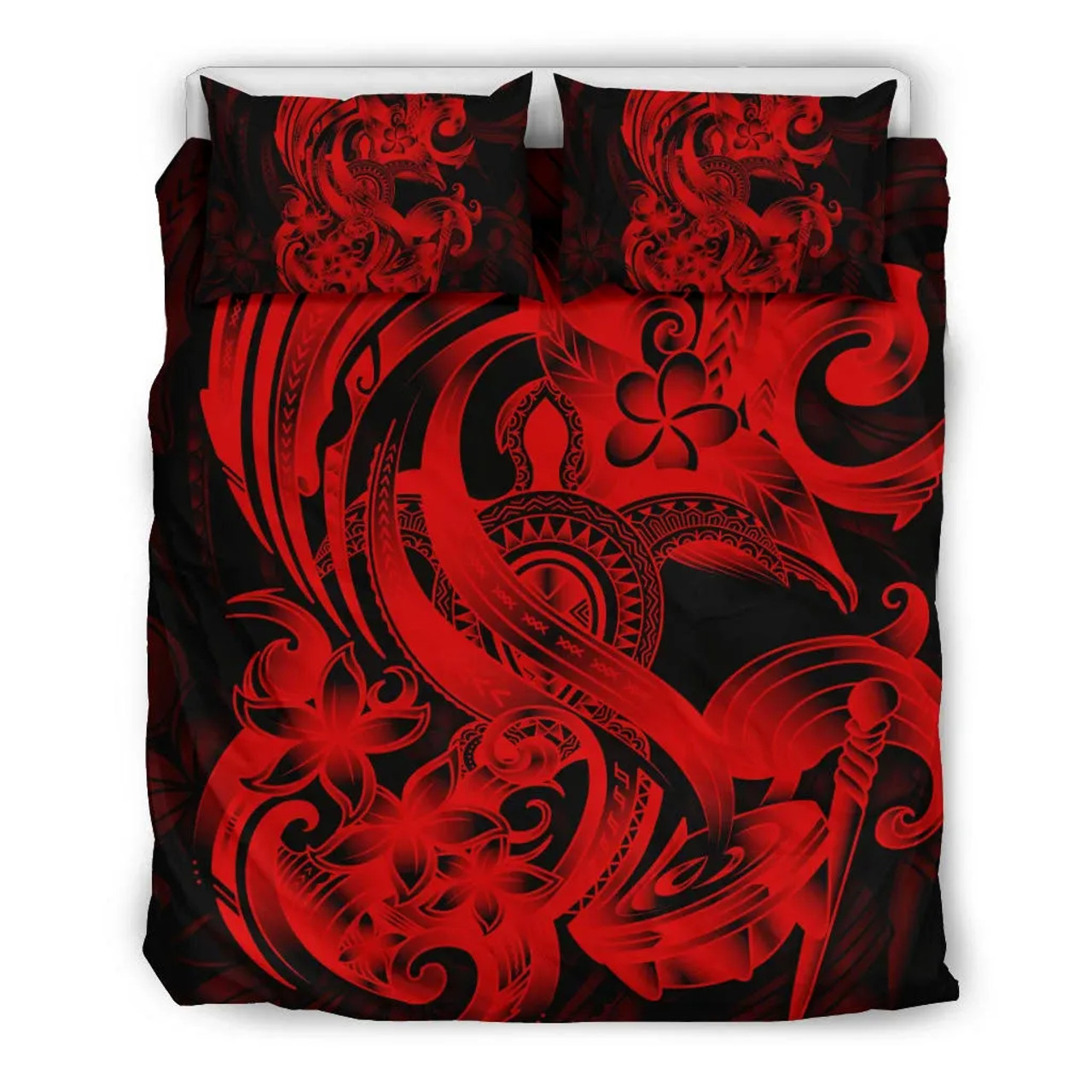 Polynesian Bedding Set - American Samoa Duvet Cover Set Red Turtle