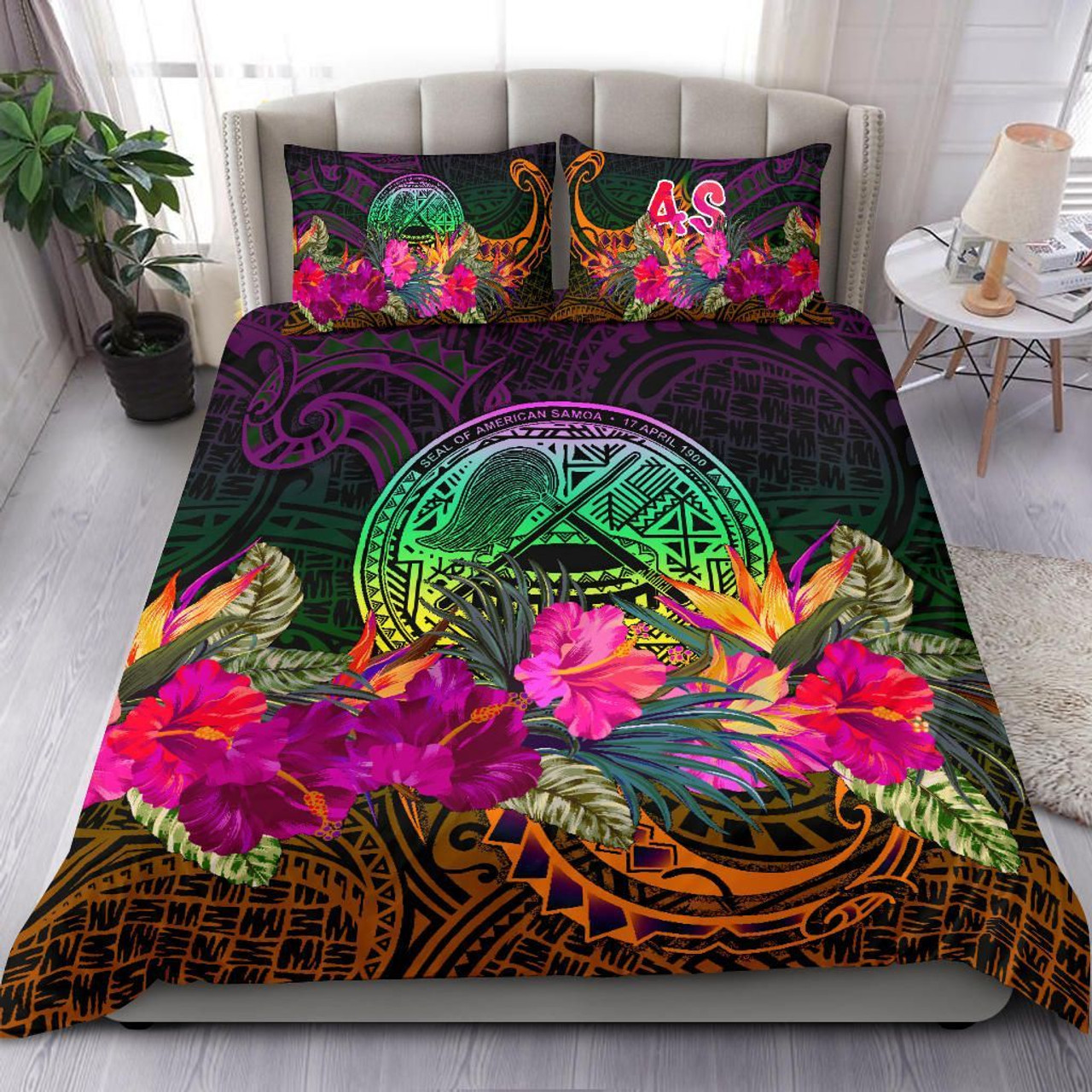 American Samoa Polynesian Bedding Set - Turtle Plumeria (Green) 5