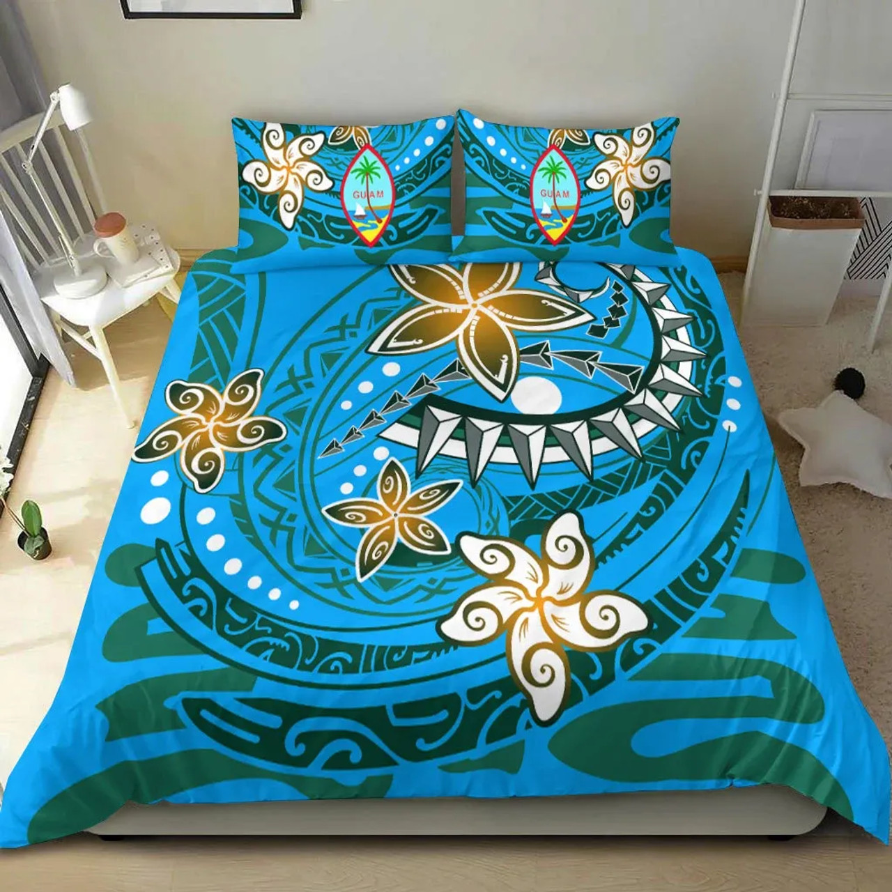 Tahiti Bedding Set - Tribal Flowers Special Pattern Red Color 5