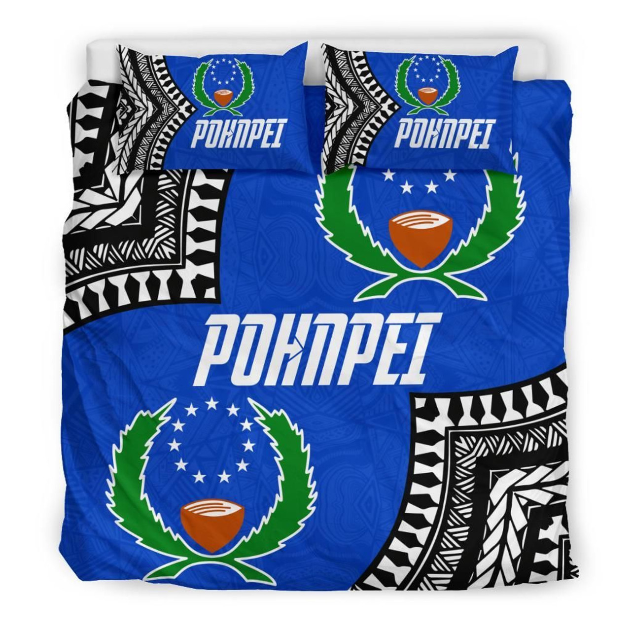 Pohnpei Flag Duvet Cover Set Micronesian Pattern 1