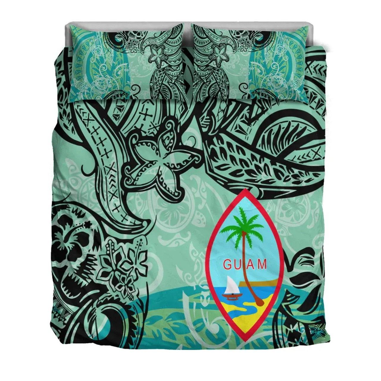 Guam Bedding Set - Vintage Floral Pattern Green Color 3