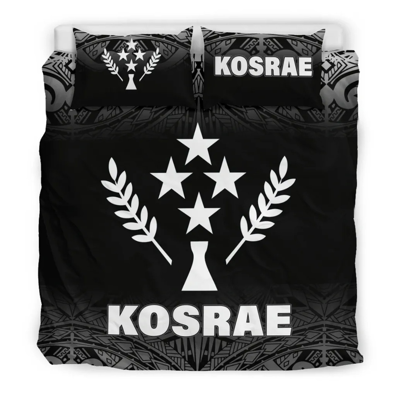 Kosrae Duvet Cover Set - Black Fog Style 1