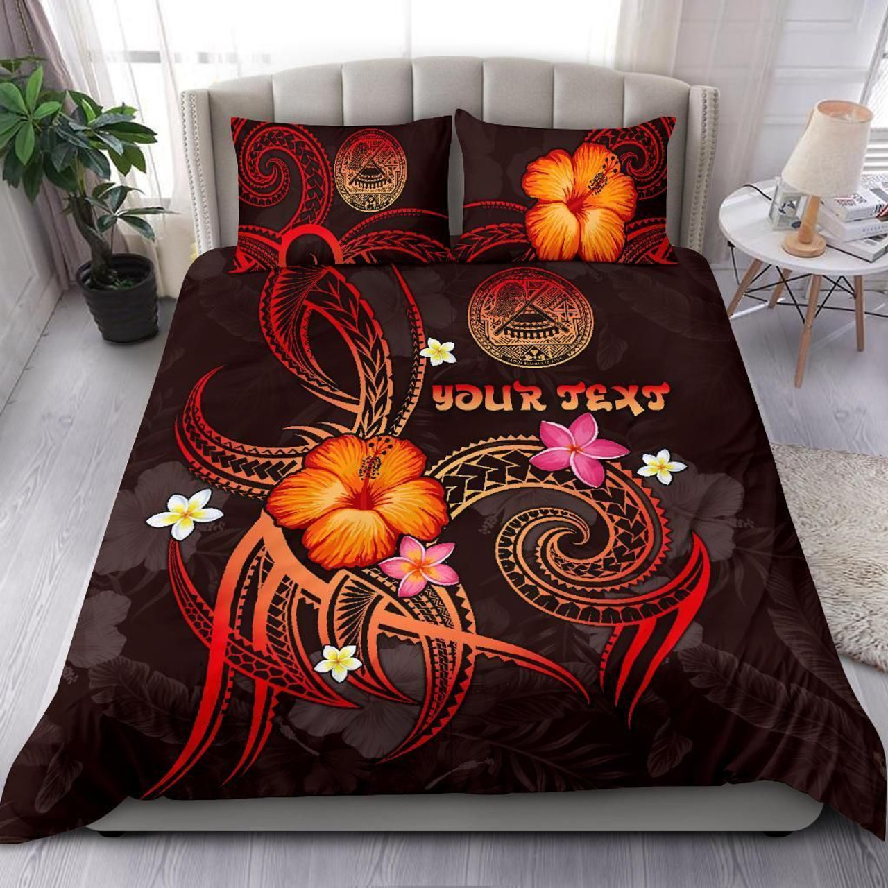 American Samoa Polynesian Personalised Bedding Set - Legend Of American Samoa (Red) 1