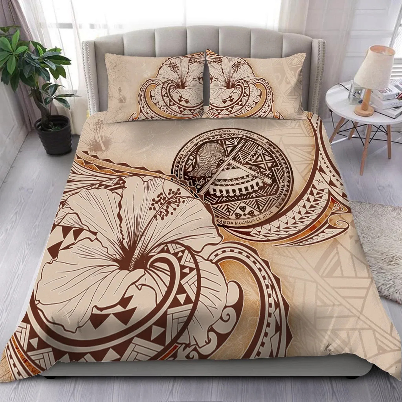 American Samoa Bedding Set - Hibiscus Flower Vintage Style 1