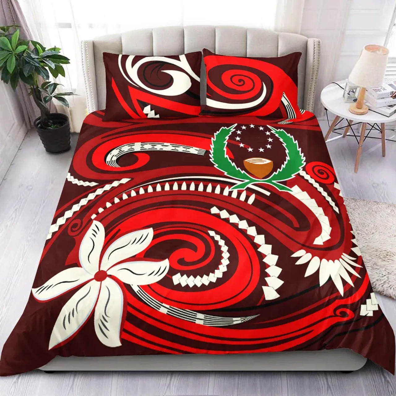 Pohnpei Bedding Set - Vortex Style Red Color 1