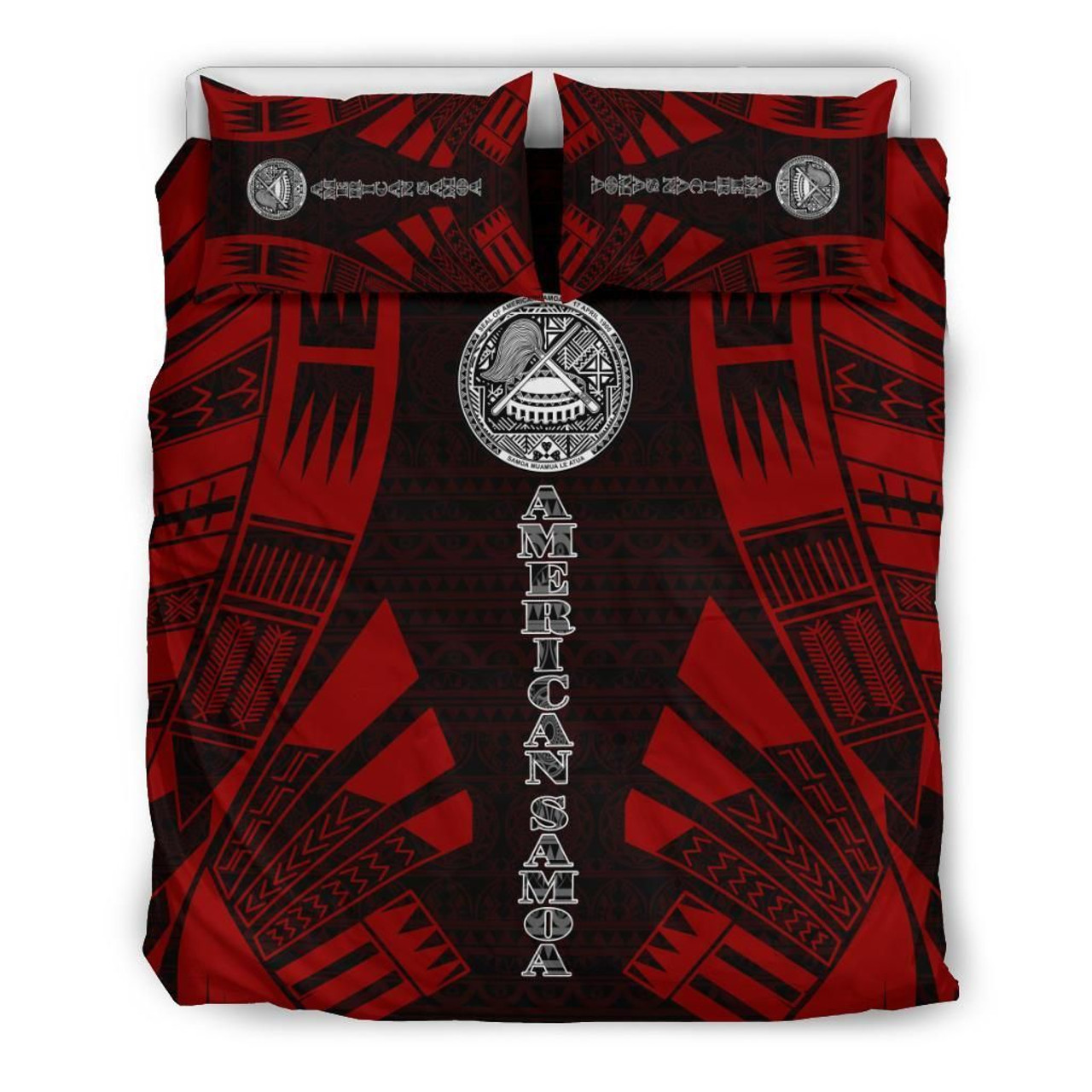 American Samoa Duvet Cover Set - Polynesian Tattoo Red 2