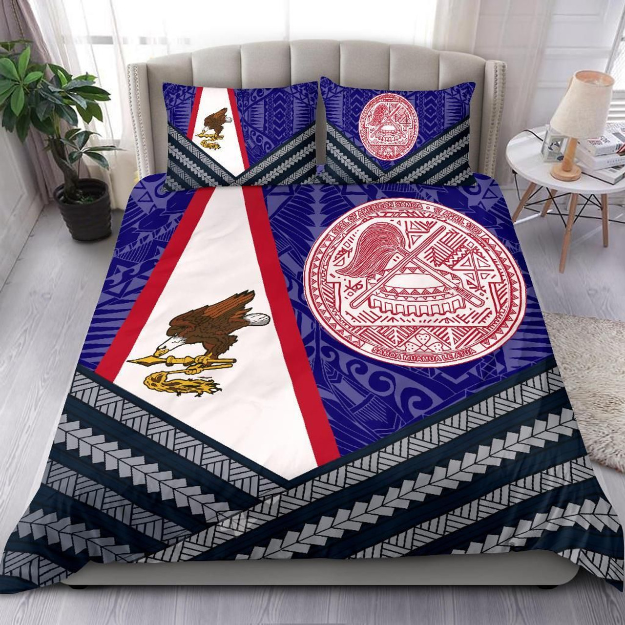 American Samoa Polynesian Bedding Set - American Samoa Flag And Seal 1