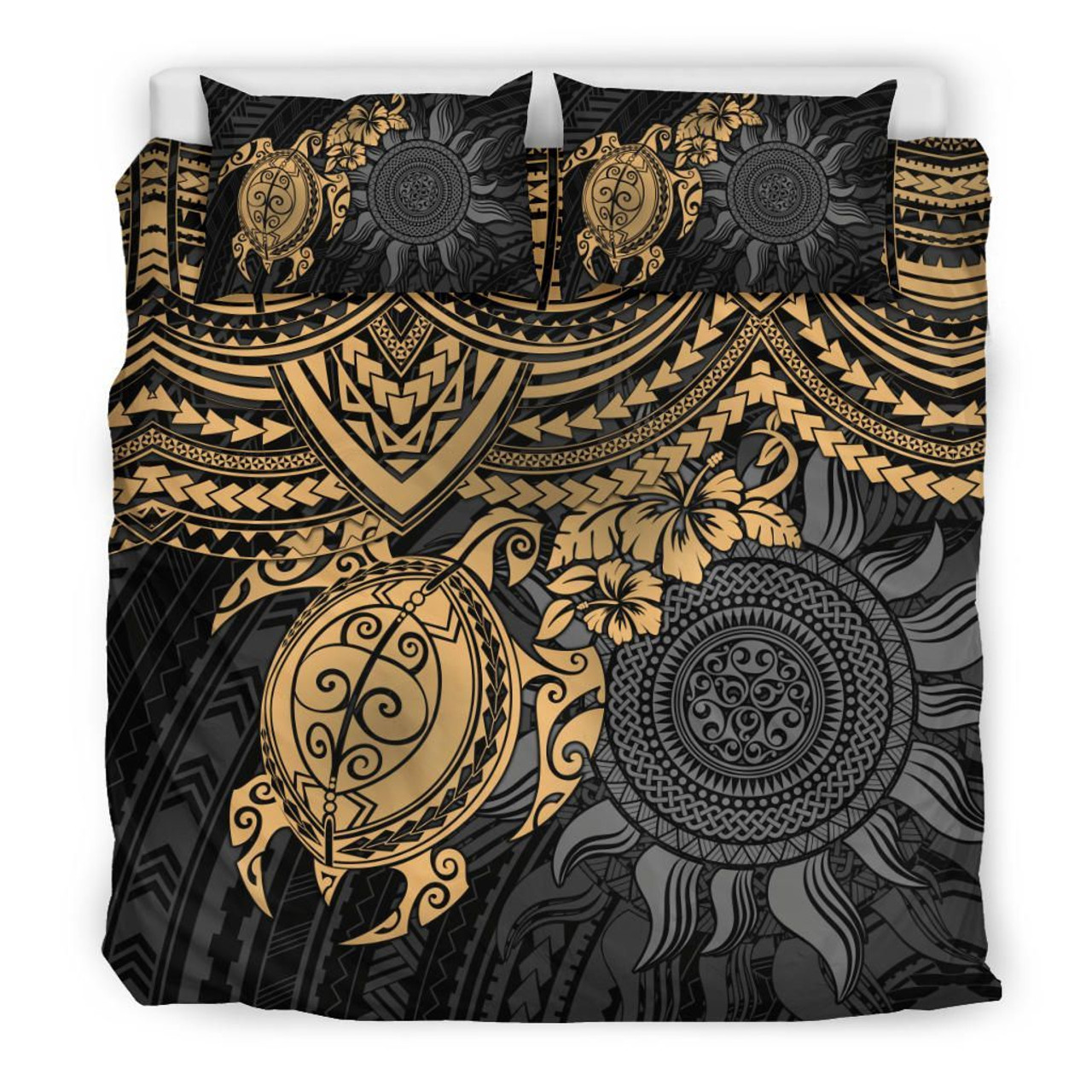 Polynesian Bedding Set - Hawaii Duvet Cover Set Black Color4