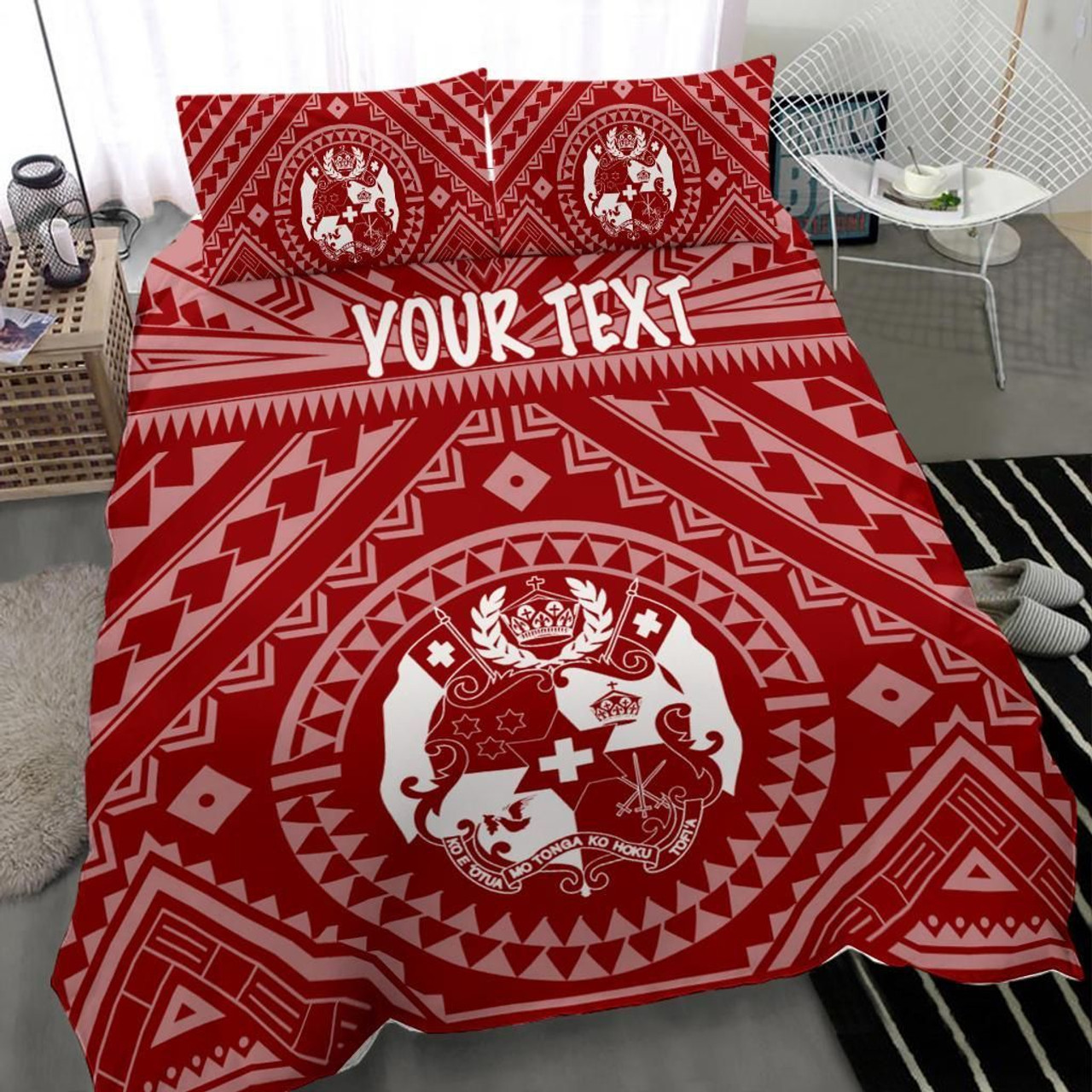 Tonga Personalised Bedding Set - Tonga Seal With Polynesian Tattoo Style (Red) 3