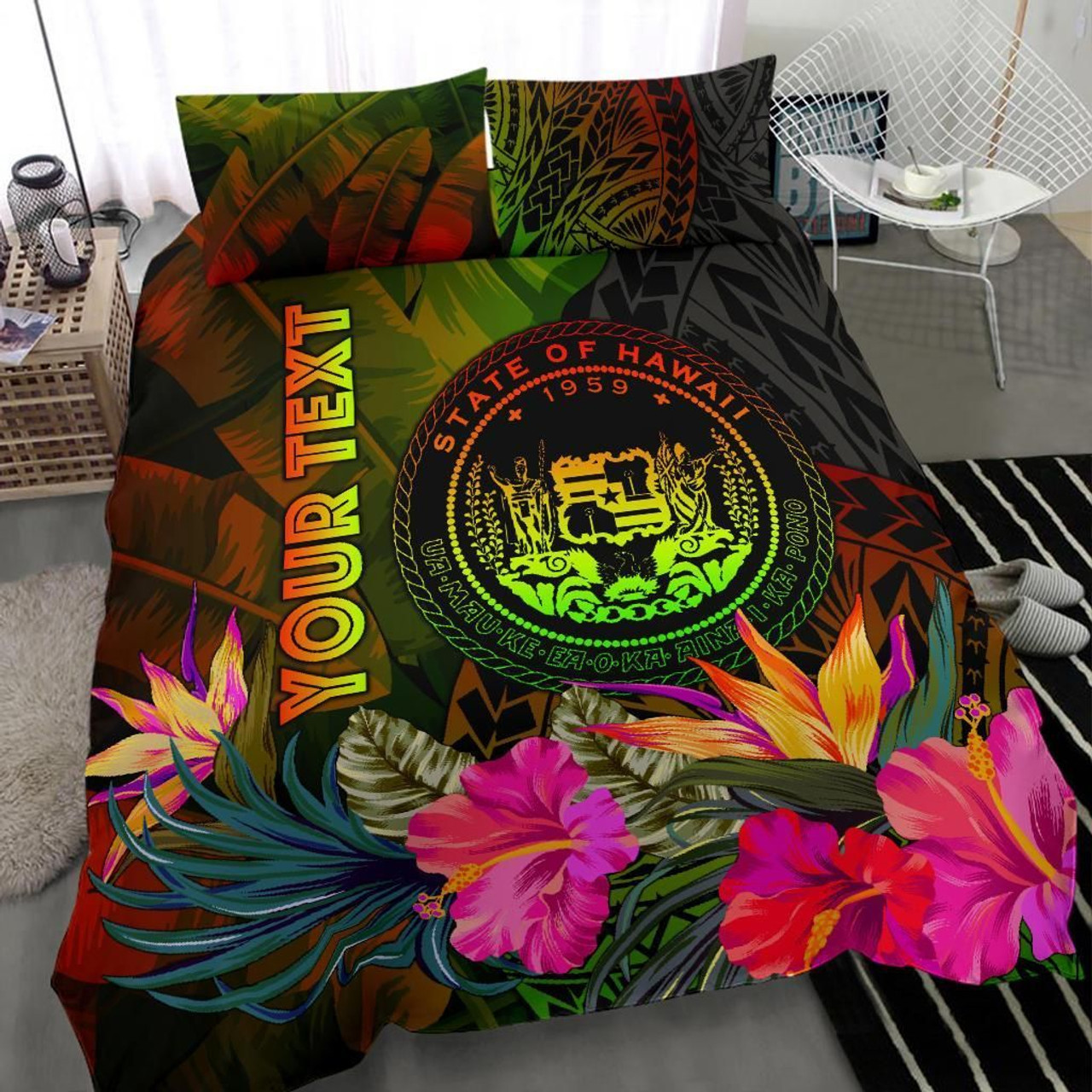 Polynesian Bedding Set - Hawaii Duvet Cover Set Father And Son Gold 6