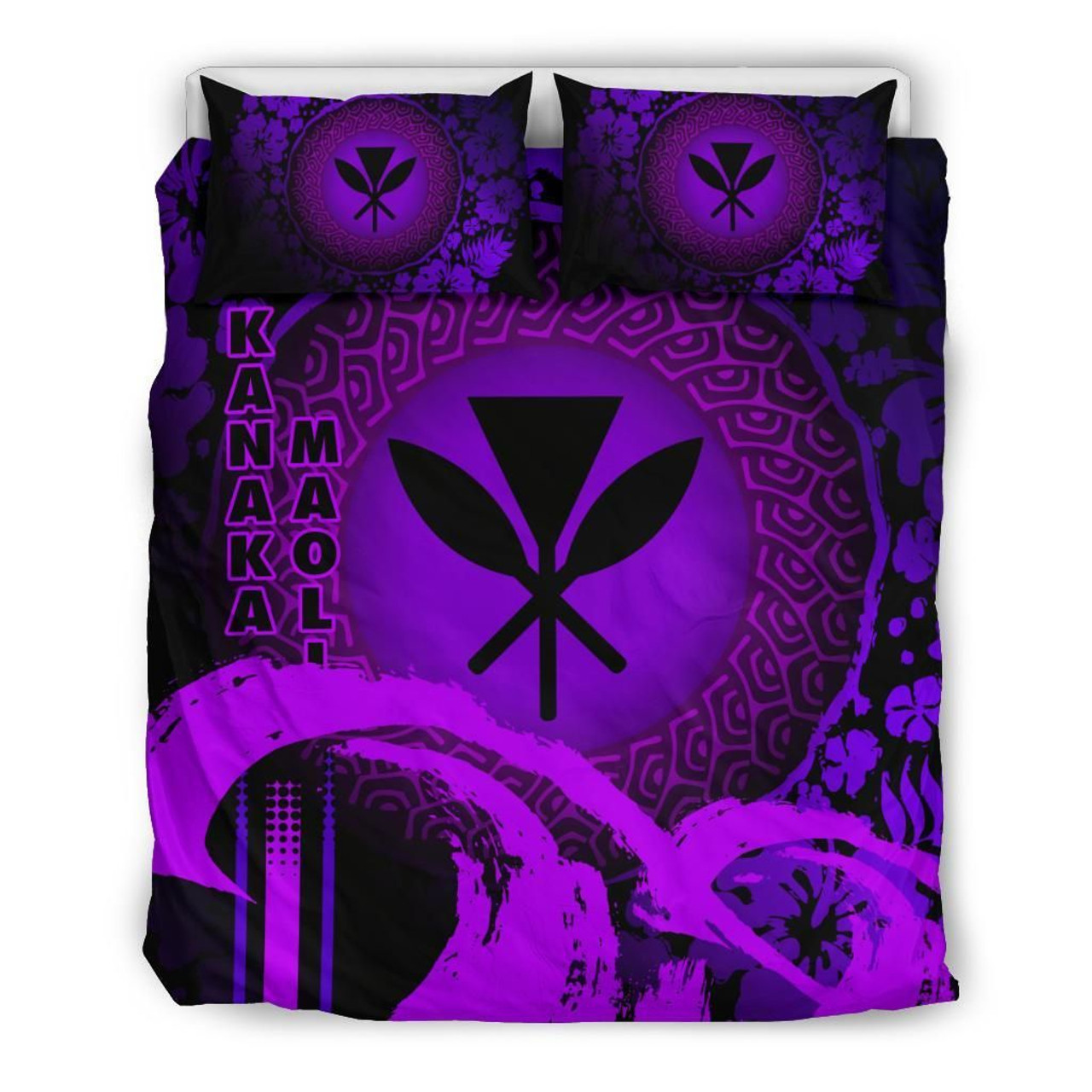 Kanaka Maoli Duvet Cover Set - Hibiscus And Wave Special Purple 2