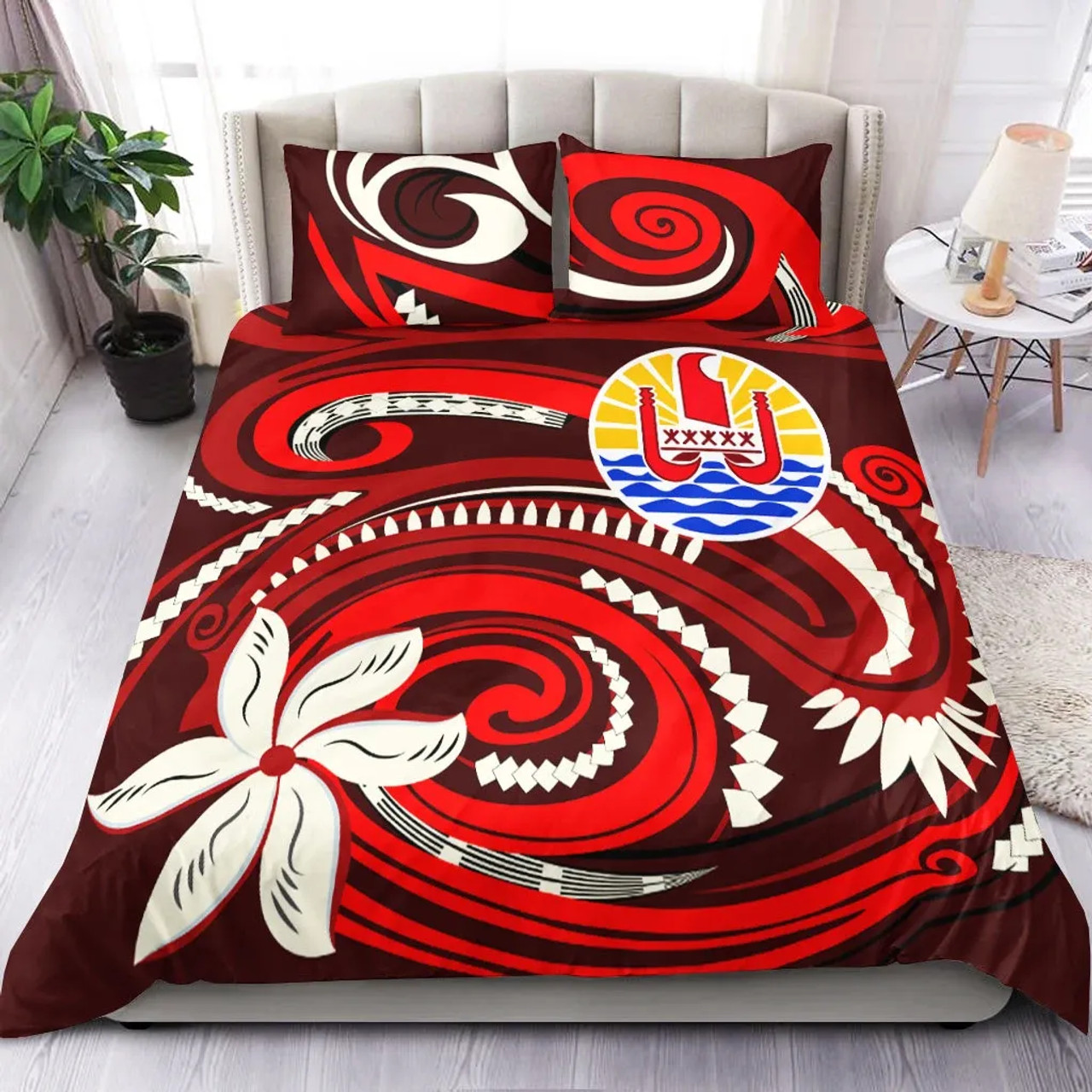 Tahiti Bedding Set - Vortex Style Red Color 1