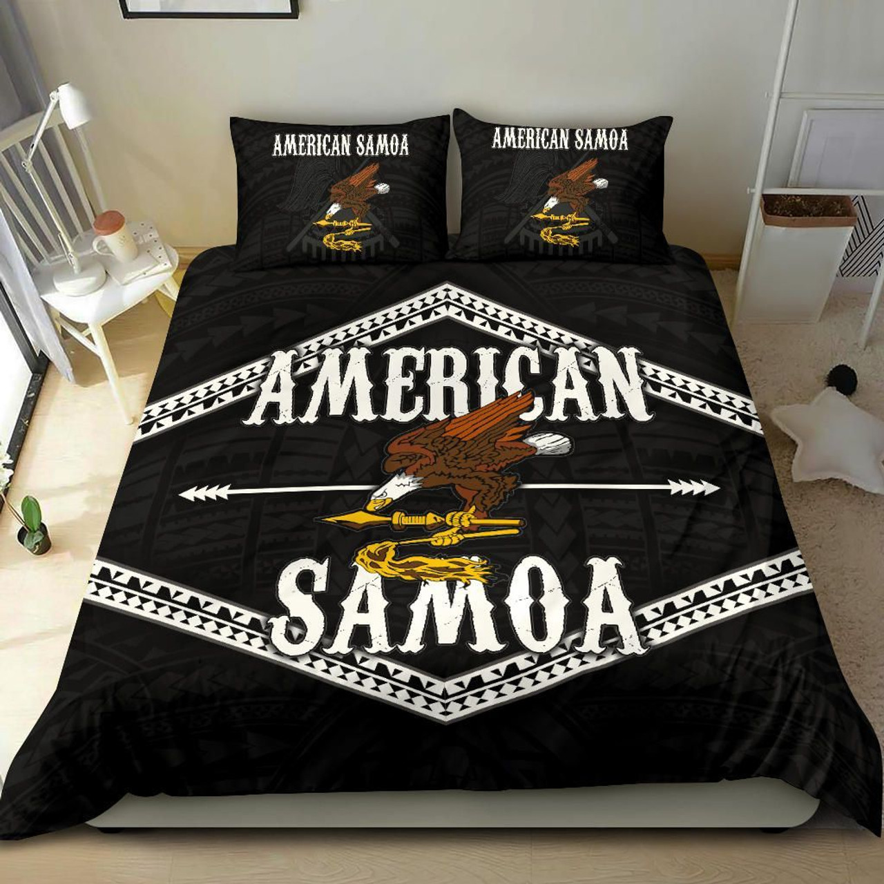 Polynesian Duvet Cover Set - American Samoa Duvet Cover Set Black Eagle 3