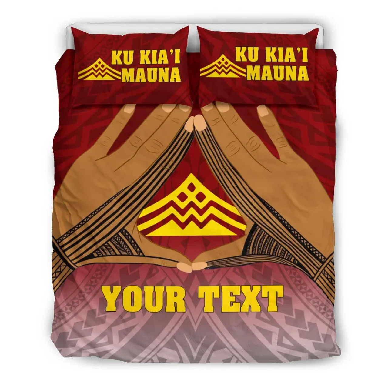 Polynesian Bedding Set - Hawaii Mauna Kea Custom Personalised Duvet Cover Hand Sign Symbol 2