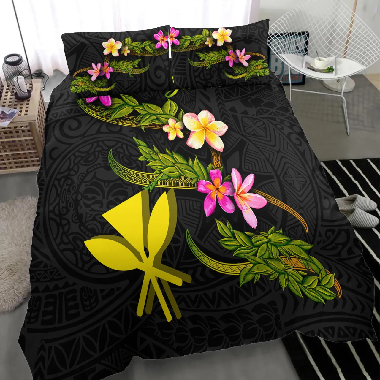 Polynesian Bedding Set Hawaii Duvet Cover Set - Bright Colored Floral 6