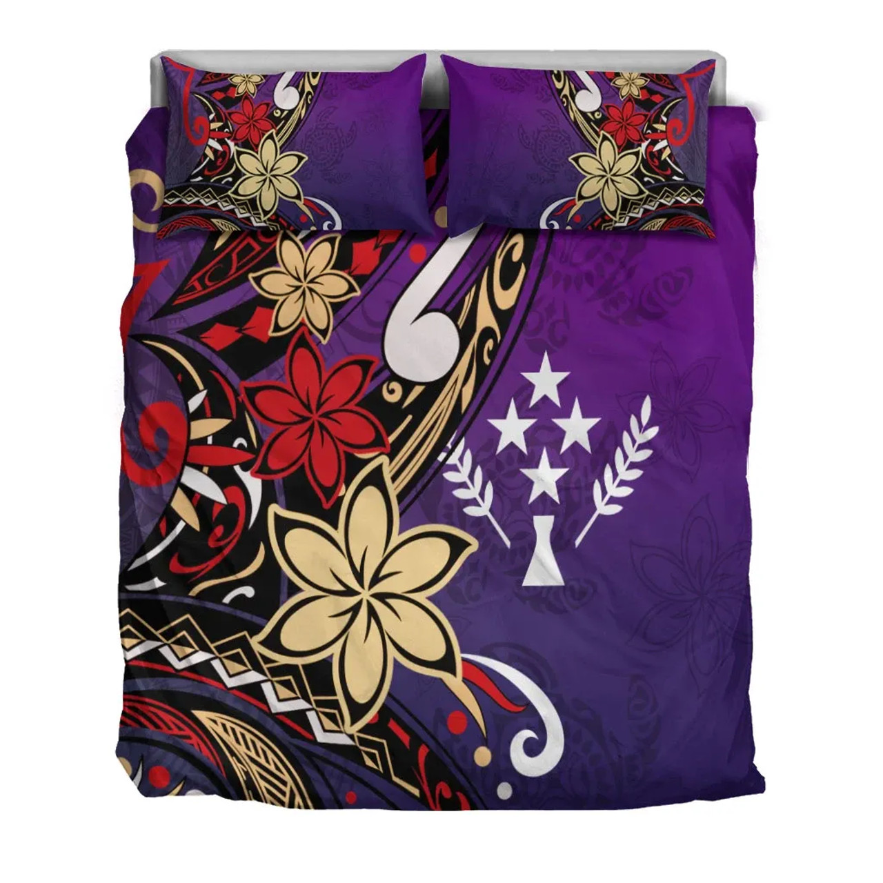 Kosrae Polynesian Bedding Set - Tribal Flower With Special Turtles Purple Color 3