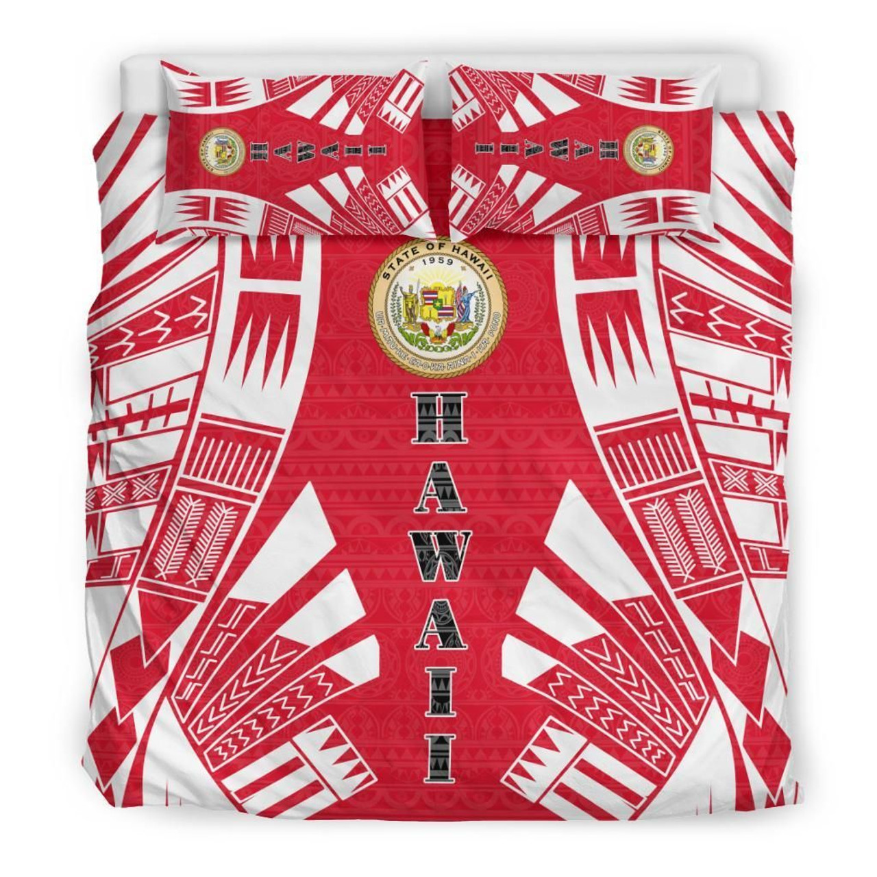 Hawaii Duvet Cover Set - Polynesian Tattoo Flag 1