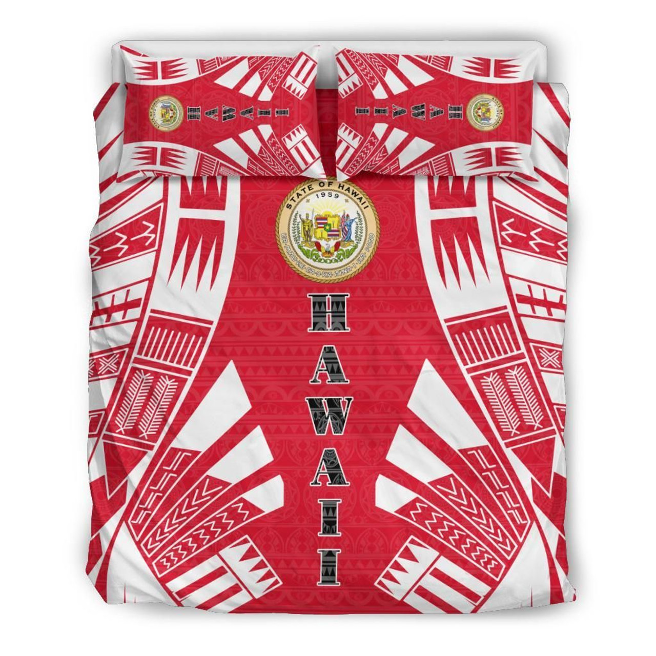 Hawaii Duvet Cover Set - Polynesian Tattoo Flag 2