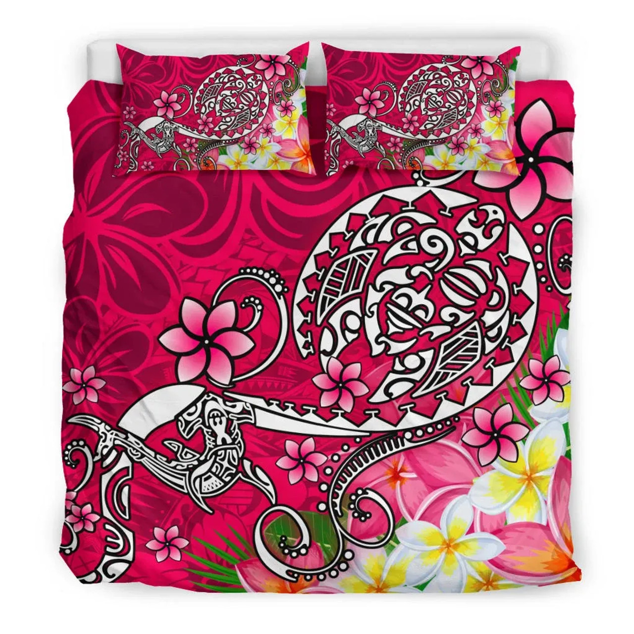 Polynesian Bedding Set - Turtle Plumeria Pink Color 3