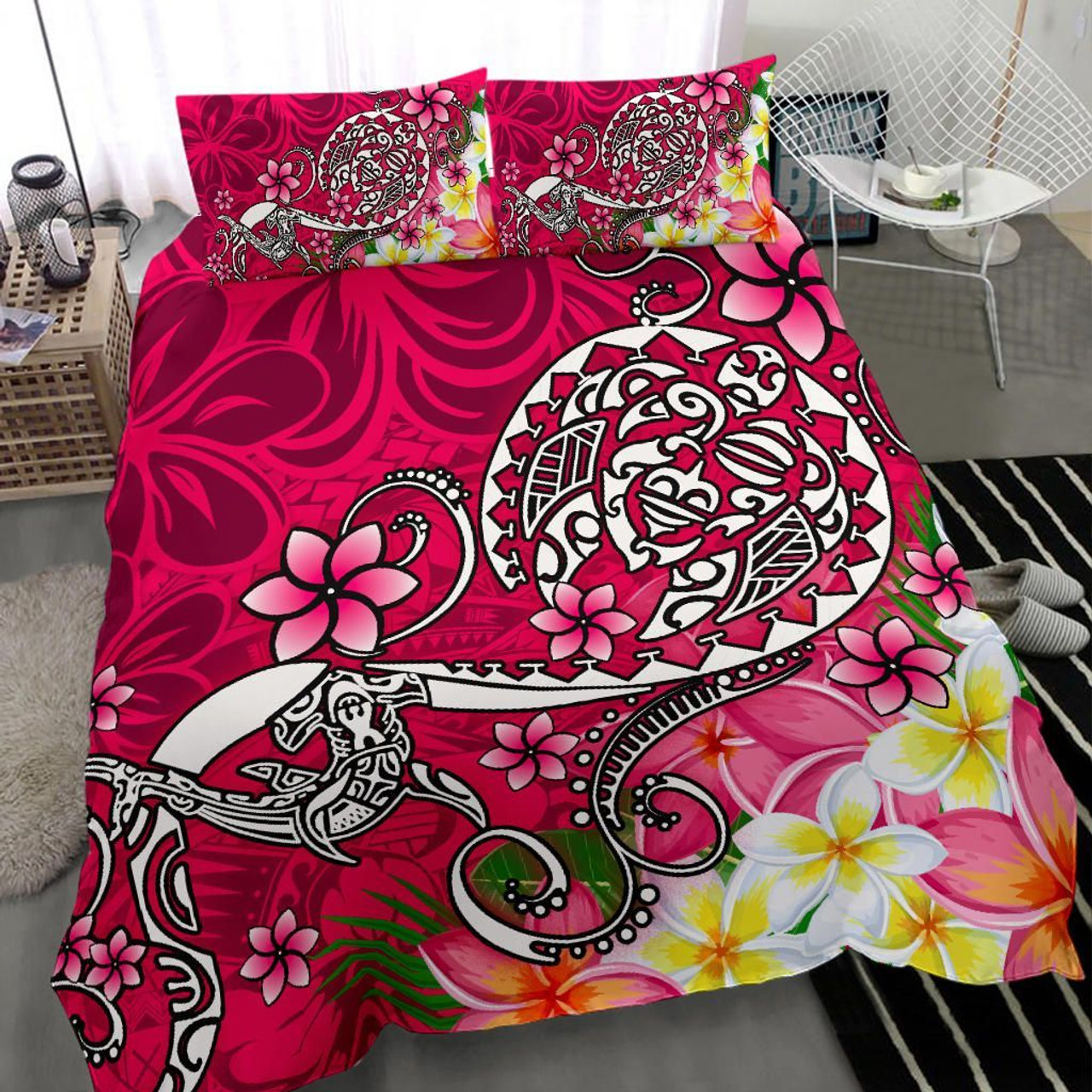 Polynesian Bedding Set - American Samoa Duvet Cover Set Father And Son Red 5