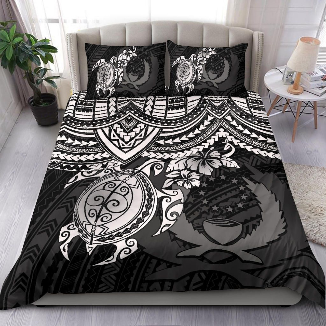 Pohnpei Polynesian Duvet Cover Set - Polynesian White Turtle 1